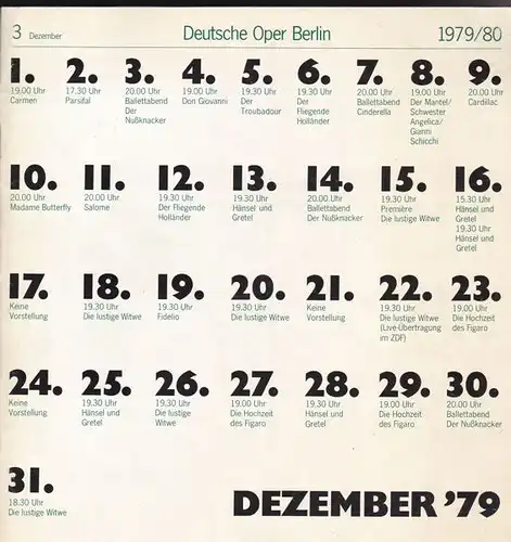 Deutsche Oper: Dezember 1979 (Monatsprogram). 