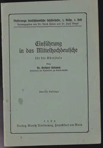 Salonon, Gerhard: Einführung in das Mittelhochdeutsche für die Oberstufe. 