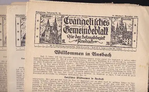 Lieberich (Ed.): Evangelisches Gemeindeblatt für den Dekanatsbezirk Ansbach, 5 Zeitungen 1930-1931. 
