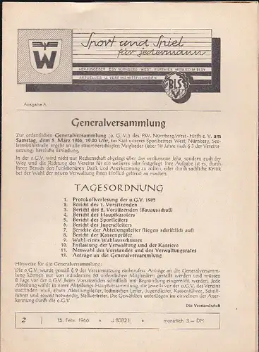 Sport und Spiel für jedermann, 2 Ausgabe A, Feb. 1966. 