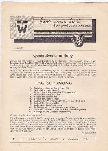 Sport und Spiel für jedermann, 2 Ausgabe B, Feb. 1966. 