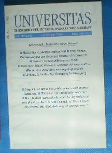 Katzschmann, Dirk: Universitas, Zeitschrift für interdisziplinäre Wissenschaft, Dezember 1999, Nr. 642. 
