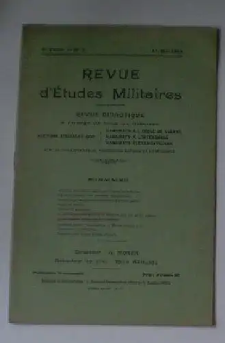 Sauliol, Rene (Ed.): Revue d'Etudes Militaires, Revue Didactique, 8 e Annee, No. 2, 15 Mai 1920. 
