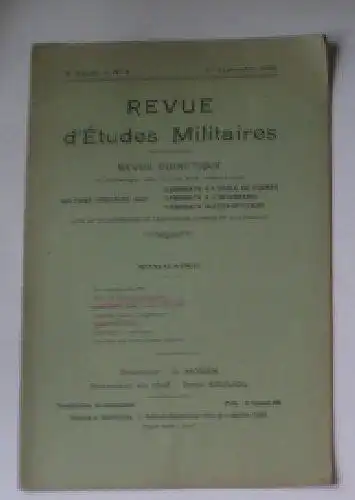 Sauliol, Rene (Ed.): Revue d'Etudes Militaires, Revue Didactique, 8 e Annee, No. 9, 1 Septembre 1920. 