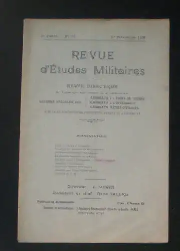 Sauliol, Rene (Ed.): Revue d'Etudes Militaires, Revue Didactique, 8 e Annee, No.13, 1 Novembre 1920. 