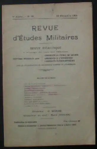 Sauliol, Rene (Ed.): Revue d'Etudes Militaires, Revue Didactique, 8 e Annee, No.16, 15 Decembre 1920. 