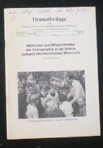 Herrmann, Erwin: Heimatbeilage zum Amtlichen Schulanzeiger des Regierungsbezirks Oberfranken Nr. 112, Methoden und Mögllichkeiten der Soziographie in der Schule (anhand oberfränkischen Materials). 