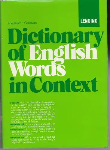 Wolf, Friederih & Canavan, John: Dictionary of English Words in Context. 