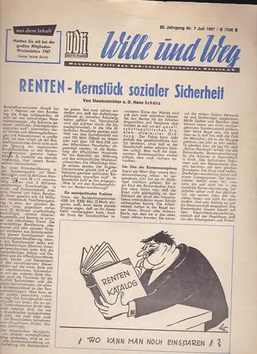 Inhauser, Lenz (Ed.): Wille und Weg, Nr. 7 (Juli) 1967, Monatsschriftt. 