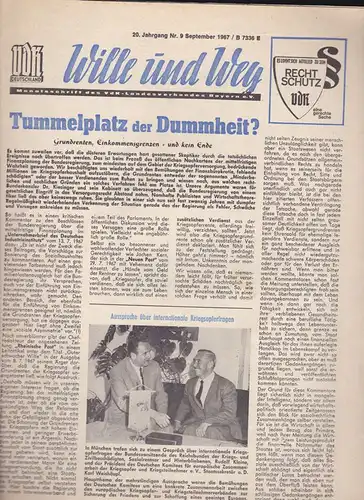 Inhauser, Lenz (Ed.): Wille und Weg, Nr. 9 (September) 1967, Monatsschriftt. 