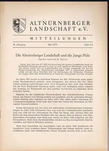 Altnürnberger Landschaft e. V. Mitteilungen Mai 1979, 28. Jahrgang Heft 1/2. 