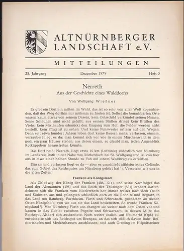 Altnürnberger Landschaft e. V. Mitteilungen Dezember 1979, 28. Jahrgang Heft 3. 