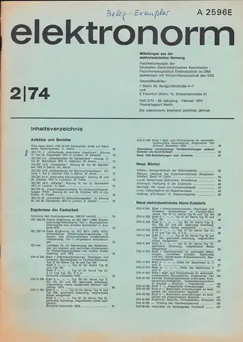 Deutsche Elektrotechnische Kommission: Elektronorm 2 / 74. 