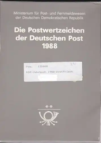 Ministerium für Post- und Fernmeldewesen der Deutschen Demokratischen Republik: Die Postwertzeichen der Deutschen Post 1988. 