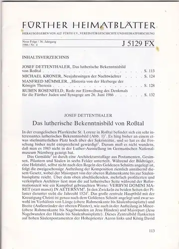 Fürther Heimatblätter Neue Folgen / 36. Jahrgang, 1986 / Nr. 4