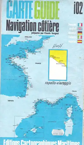 Vergnot, Claude: Carte Guide Navigation côtière i02 Rapallo-Viareggio. 