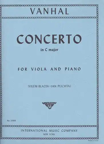 Blazek, Vilem und Plichta, Jan: Vanhal. Concerto in C major. 