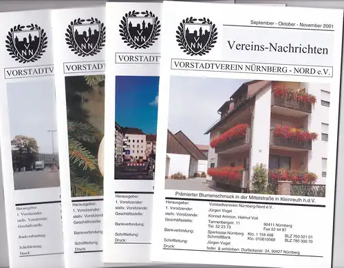 Vorstadtverein Nürnberg-Nord e.V: Vereins-Nachrichten Dezember 2000-November 2001 (4 Hefte). 