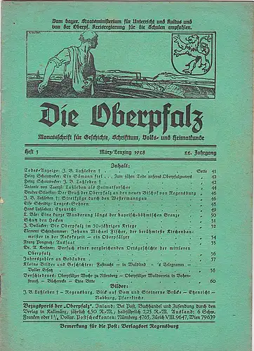 Laßleben, Michael (Hrsg.): Die Oberpfalz, 22. Jahrgang, Heft 3  März/Lenzing, 1928. 