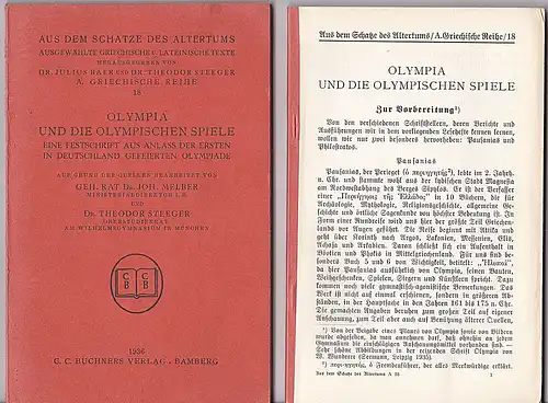 Olympia und die Olympischen Spiele -( Mit Vorbereitungsheft) - Eine Festschrift aus Anlass der ersten in Deutschland gefeierten Olympiade
