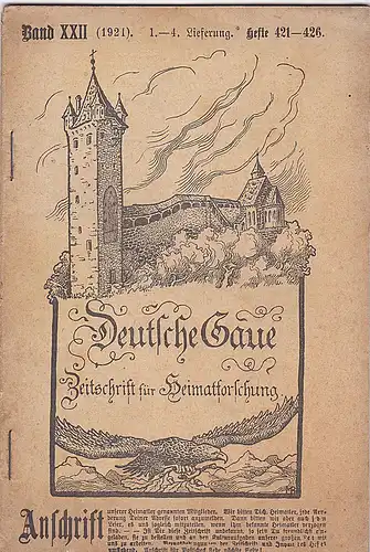 Frank, C. , Kaubeuren (Hrsg.): Deutsche Gaue. Zeitschrift für Heimatforschung. Band XXII (1921)  1.u. 2. Lieferung 421-426. 