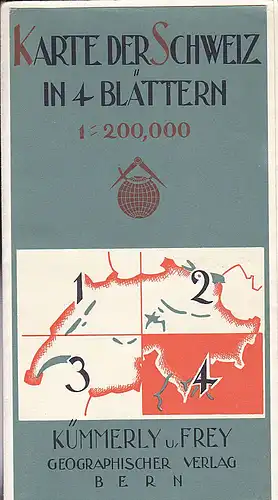 Kümmerly und Frey (Hrsg): Karte der Schweiz in 4 Blättern: Blatt 4.  1:200.000// Carte de Suisse en 4 Feulles: Feulle 4.  1:200.000. 