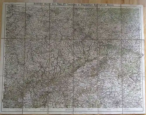 Amtliche Karte des Gau 21, Sachsen v. Deutschen Radfahrer Bunde. 