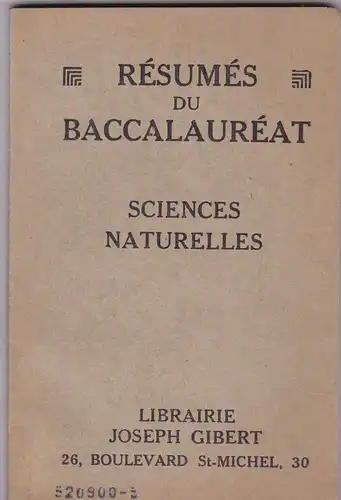 des Professeurs agreges des Lycees de Paris: Resumes du Baccalaureat: Sciences Naturelles Baccalaureat 2e Partie. 