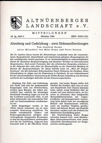 Altnürnberger Landschaft eV: Altnürnberger Landschaft e. V. Mitteilungen Oktober 1999, 48. Jahrgang Heft 1. 