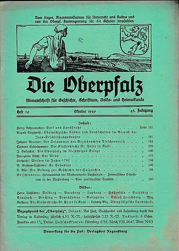 Laßleben, Michael (Hrsg.): Die Oberpfalz, 23. Jahrgang, Heft 10 Oktober 1929. 