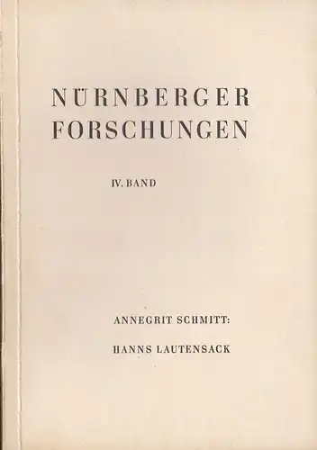 Schmitt, Annegrit: Hanns Lautensack. 