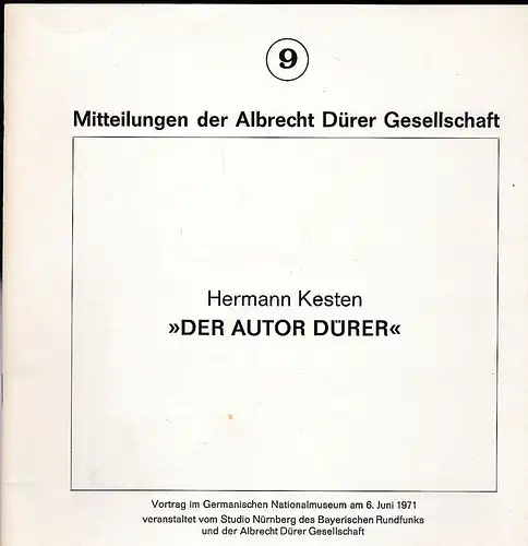 Kesten, Hermann: "Der Autor Dürer". 