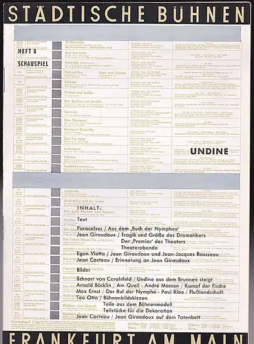 Städtische Bühnen Frankfurt am Main  (Hrsg.): Spielzeit 1957/58 Heft 8: Undine. 