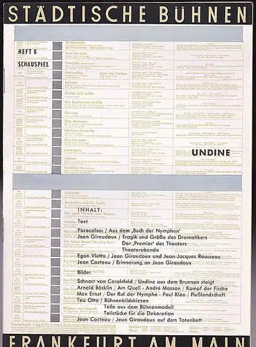 Städtische Bühnen Frankfurt am Main  (Hrsg.): Spielzeit 1957/58 Heft 8: Undine.