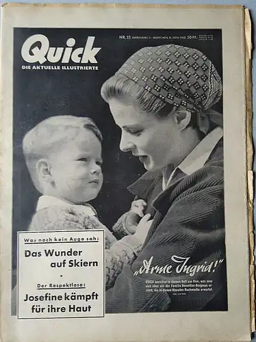 Lerchenperg, Harald (Chefredakteur): Zeitschrift QUICK, 8. Juni 1952 (5. Jahrgang, Nr. 23). 