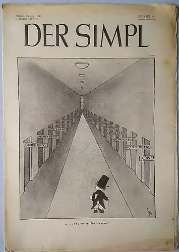 Freitag, Willi Ernst (Hauptschriftsteller): Zeitschrift: DER SIMPL Kunst, Karikatur, Kritik.  2. Jahrgang  Heft 15, Juli 1947. 
