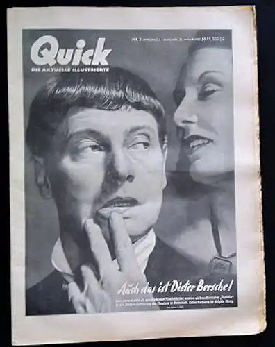 Lerchenperg, Harald (Chefredakteur): Zeitschrift QUICK die aktuelle Illustrierte 20.01.1952 - Dieter Borsche auf dem Cover. 