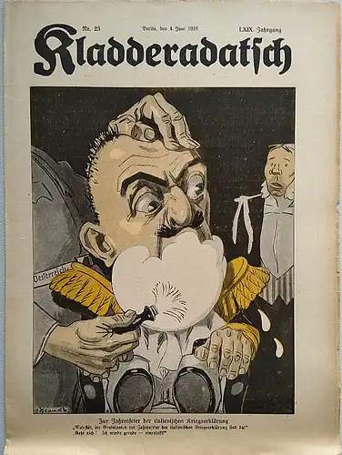 Warncke, Paul (Hauptschriftleiter): Kladderadatsch, 4.Juni 1916.  (69 Jahrang, Nr.16). 