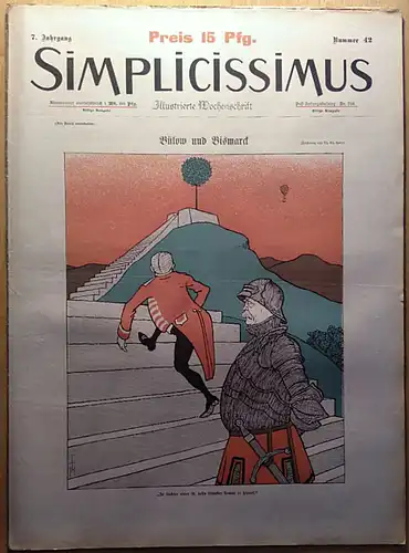 Tinnekogel, Julius (Redaktion): Zeitschrift: SIMPLICISSIMUS Illustrierte Wochenschrift  7. Jahrgang  Heft 42. 