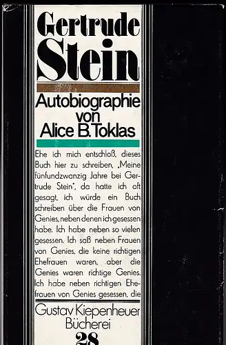 Stein, Gertrude: Autobiographie von Alice B. Toklas. 