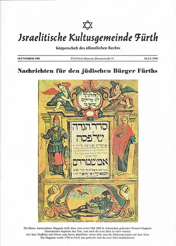 Rosenfeld, Ruben J: Israelische Kultusgemeinde Fürth: Nachrichten für den jüdischen Bürger Fürths, September 1989. 