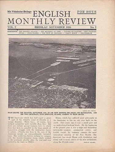Dr. Spazier (Schriftleiter): English Monthly Review for Boys, vol.2 Nr. 2, November 1926. 