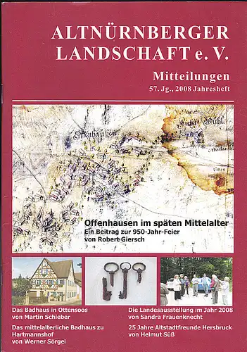 Altnürnberger Landschaft eV: Altnürnberger Landschaft e. V. Mitteilungen 2008, 57. Jahrgang, Jahresheft. 