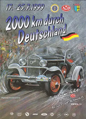 Krön, Günter: 2000 km durch Deutschland 17.-25.7. 1999: Jubiläumsfahrt 100 Jahre AVD, 100 Jahre Opel - Automobile. 