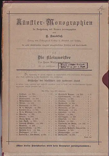 Knackfuß, H. (Hrsg), Singer, Hans Wolfgang (Autor): Die Kleinmeister - Künstler-Monographien. 
