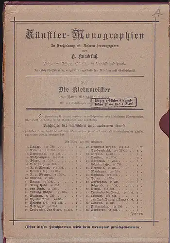 Knackfuß, H. (Hrsg), Singer, Hans Wolfgang (Autor): Die Kleinmeister - Künstler-Monographien.
