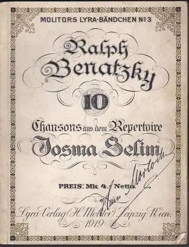 Benatzky, Ralph: 10 Chansons aus dem Repetoire Josma Selim. 