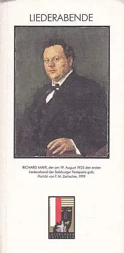 Schwandt, Christoph (Redaktion): Salzburger Festspiele 1992:   Liederabende.