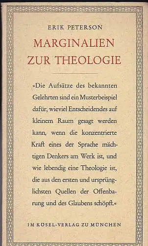 Peterson, Erik: Marginalien zur Theologie. 