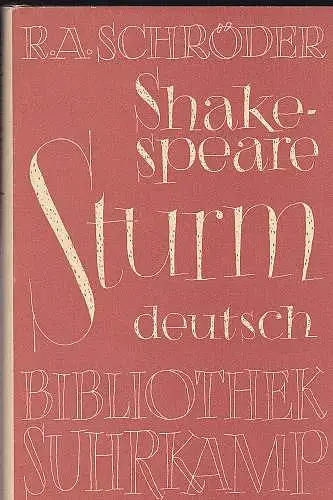 Schröder, Rudolf Alexander (Übersetzer): Shakespeares Sturm. 